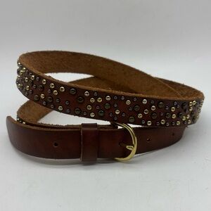 J Crew Leather Belt Women’s Multi Metal Studs Size Large 34”-38” Brown